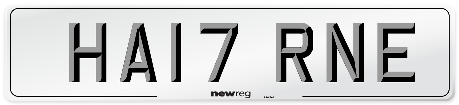 HA17 RNE Number Plate from New Reg
